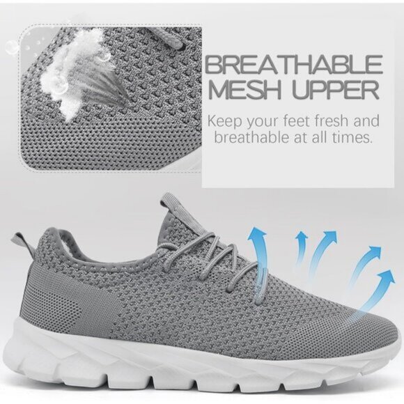 ⚡Mens Grey/White Running Fashion Tennis Walking Lightweight Athletic Sneakers - Picture 7 of 7
